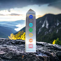 Nouvelle Tour de Chakras en Sélénite Naturelle de Qualité Supérieure 2025, Gravée Symbole Chakra Reiki, Style Amour en Agate, Baguette de Guérison Portable
