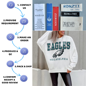 Philadelphie pour l'école esprit d'équipe automne hiver imprimé à manches longues éponge polaire col montant sweat - Product Image 2