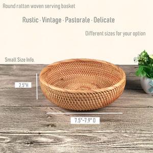 Bol en rotin marron de haute qualité avec un design élégant, parfait pour l'affichage des aliments et des fruits dans les ustensiles de cuisine et la vaisselle - Product Image 5