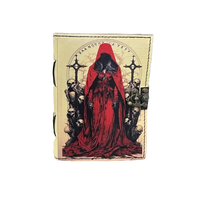 Imprimé Dark horreur Gothique En Cuir Journal Livre des Ombres couverture Rigide Rouge À Capuche Figure Vintage Grimoire Occulte halloween Journal