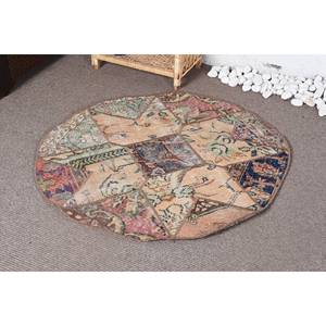 Tapis Vintage en Laine Turque 3.4ft X 3.4ft Modern Home Decor Patchwork Design 10mm Epaisseur Latex Faux Fourrure de Lapin Rectangle Couloir - Product Image 3