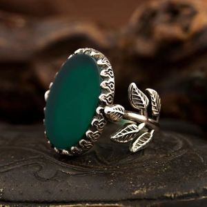 Pierre précieuse brute Agate verte sertie en argent sterling 925 certifiée IEC de luxe pour femme, fiançailles, mariage, fête - Product Image 2