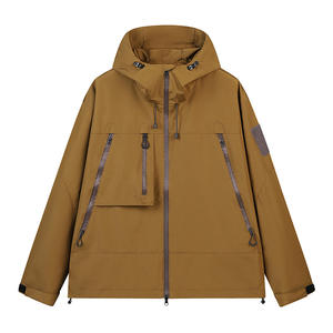 แจ็คเก็ตกันลมกันน้ำสไตล์2025สำหรับผู้ชาย, เสื้อโค้ทมีฮู้ดสีทึบมีกระเป๋าซิปทรงหลวมใช้ได้ทั้งชายและหญิงผ้ากันลมฤดูใบไม้ผลิ - Product Image 1