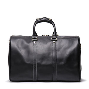 Custom Logo Vintage Leather Duffle <b>Bag</b> for Men Portable Foldable Travel Gym <b>Suit</b> <b>Bag</b> with Zipper Closure Large Capacity - Product Image 1