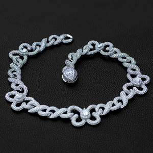 Cadena Cubana de Lujo Estilo Hip Hop con Diamantes Cultivados en Laboratorio, Corte Brillante Redondo, Claridad VVS, Chapada en Plata de Ley 925 para Hombre - Product Image 1