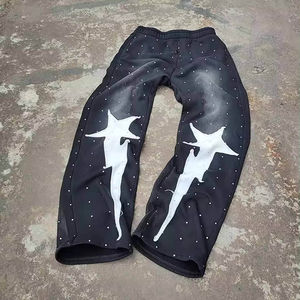 Vêtement de sport unisexe en molleton de coton délavé au soleil, broderie personnalisée, effet usé, avec strass sur toute la surface, vêtement de sport surdimensionné - Product Image 2