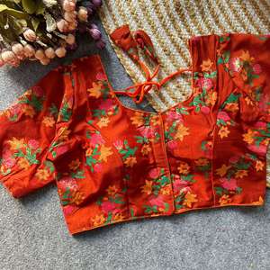 Touch of Golden And Silver Real Weaving Flower Vichitra Silk <b>Readymade</b> <b>Blouse</b> - Product Image 6
