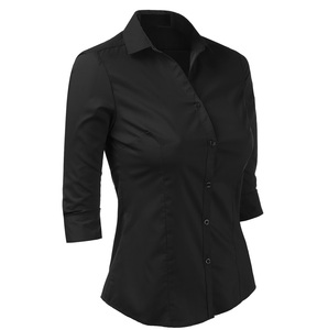 Camisa de vestir de mujer con logotipo personalizado al por mayor, camisas de vestir de mujer de nuevo estilo informal de verano de color sólido - Product Image 2