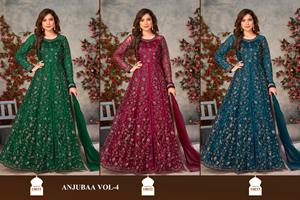 Nouvelle variété robe de créateur fantaisie attrayant Net Salwar Suit & Dupatta avec broderie travail exportateur et fournisseur indien à vendre - Product Image 6