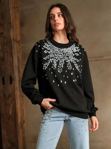 เสื้อสเวตเชิ้ตประดับคริสตัลแบบโอเวอร์ไซส์ คอกลม สไตล์สตรีทแวร์ ระบายอากาศได้ดี ผลิตจากผ้าฝ้าย 100% เหมาะสำหรับฤดูหนาว เสื้อสเวตเชิ้ตแบบยูนิเซ็กซ์ - Product Image 6