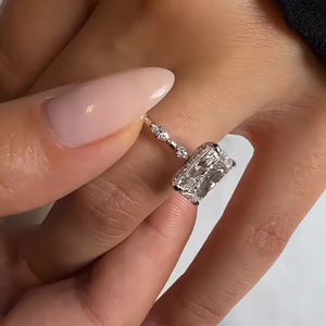 925 Plata de Ley Original Moissanite 3.00CT Anillo de compromiso de corte radiante Halo oculto Propuesta DE BODA Regalo nupcial para fiestas - Product Image 6