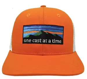 한 번에 캐스팅 오렌지 컬러 모자 남성용 트럭 운전사 카키 스포츠 남성 모자 고품질 베트남의 맞춤형 자수 로고