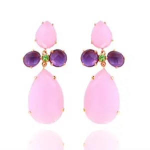 Pendientes de plata de primera ley y amatista con forma de pera, aretes, plata esterlina 925 - Product Image 1