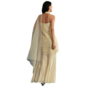 Ensemble Kurta Palazzo en Georgette Ivoire avec Dupatta, Vêtement Ethnique pour Femmes, Tenue de Soirée, Fournisseur en Gros OEM Personnalisé, Mode Moderne - Product Image 5