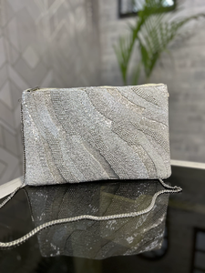 Bolso de mano para fiesta de noche para mujer, nuevo diseño, bordado, abalorios, decoraciones de perlas, bolso portátil de algodón geométrico - Product Image 6