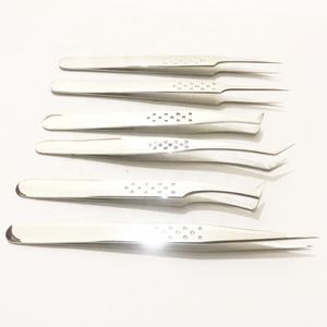 Pince à épiler professionnelle d'extension de cils en acier inoxydable argenté poli pointu tout angle poignée en pointillés Logo personnalisé durable - Product Image 2