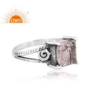 แหวนแยกอัญมณีสีดำธรรมชาติสีเงินสเตอร์ลิงเครื่องประดับสำหรับผู้หญิงของขวัญ - Product Image 2