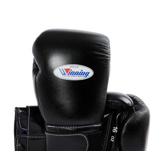 ถุงมือชกมวยซ้อมมวยหนังแท้สีดำ - Product Image 3