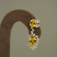 Pendientes de Diamantes Modernos para Mujer, Corte Ovalado Cultivado en Laboratorio, Chapados en Oro Blanco y Rosa de 14/18Kt, Certificados por IGI, para Bodas, Fiestas o Regalos