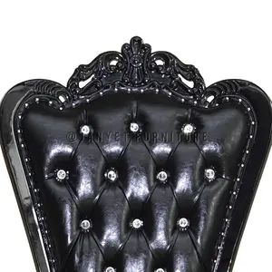 Luxury Royal Wedding Event High Back Queen Chair Black Throne Chair
