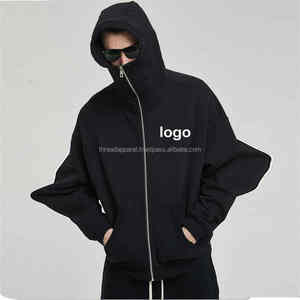 Unisex <b>Full</b> <b>Zip</b> <b>Hoodies</b> with Face Mask Hood 100% Cotton Fleece Winter Streetwear Customized Colors & Logo Wholesale - Product Image 1