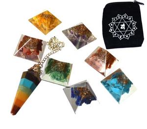 Venta al por mayor grabado selenita disco Chakra conjunto piedra semipreciosa artesanías para la meditación - Product Image 3