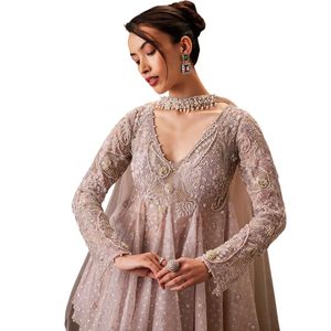 Set di Sharara Kurta in seta di Banarasi lilla con ricamo Zari e Dupatta per festa festiva ricevimento da sposa abbigliamento etnico - Product Image 6