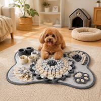 Tapis de Sniffing pour Chien en Forme d'Os, en Velours, Motif Floral, Multi-Zones, pour l'Entraînement au Travail d'Appoint et l'Alimentation Lente, Jouet Olfactif, Vente en Gros