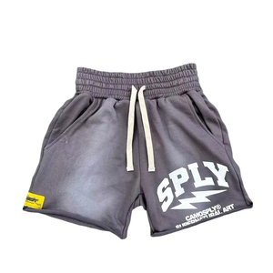 Men Vintage Sun Fade Sweat Cotton Shorts Cut Edge Acid Wash Shorts/ Faded Shorts Streetwear Thick Drawstring <b>Applique</b> <b>Patch</b> - Product Image 6