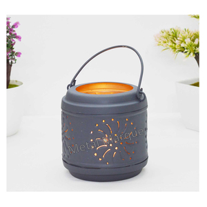 Lanterne suspendue en métal de style unique de qualité supérieure, revêtement en poudre bleue, porte-bougie en fer, lanternes décoratives avec verre - Product Image 5