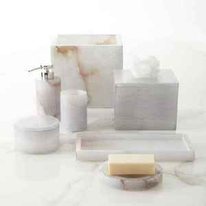 Ensemble de salle de bain en résine de luxe fait à la main porte-savon porte-brosse à dents plateau à gobelet élégant contemporain Home Essentials - Product Image 2