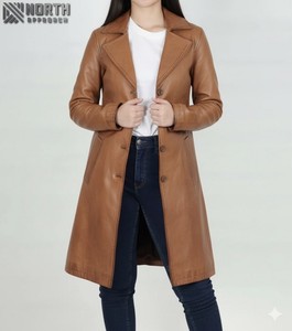 Long <b>Coat</b> Jacket Original Pure <b>Top</b> Premium Quality Leather Premium Quality For Women 1 Piece Stand Winter Jacket Regular Custom - Product Image 1