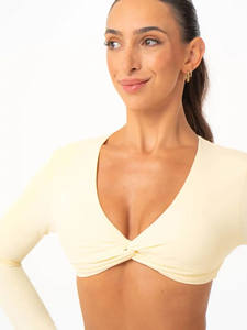 เสื้อครอปแขนยาวลายเลมอนดร็อปสำหรับผู้หญิงเสื้อครอปฟิตเนสออกกำลังกายเนื้อนิ่มยืดหยุ่นระบายอากาศได้ดี - Product Image 3