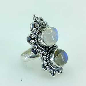 Rainbow Moonstone Labradorite 925 Sterling Silver Handmade <b>Plain</b> <b>Ring</b> Boho June Birthstone Jewelry Perfect Gift for Her - Product Image 6
