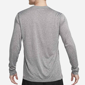 Camiseta Casual de Manga Larga para Hombre, Cuello Redondo, Color Gris Sólido, Tejido de Punto, Secado Rápido, Corte Regular, Jersey de Poliéster - Product Image 2