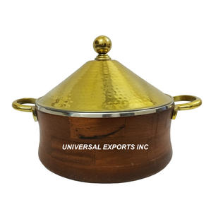 Calentador de alimentos de metal decorativo, cazuela de diseñador hecha a mano de calidad superior, olla caliente de metal elegante clásica - Product Image 4