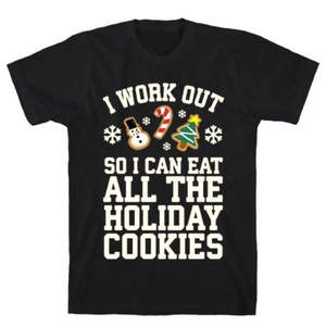 T-shirt « Je fais du sport pour m'autoriser à manger des biscuits de Noël » – Vêtements promotionnels de fitness et de motivation - Product Image 1