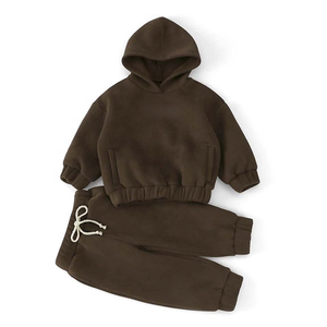 Ensemble survêtement en polaire pour enfants avec logo personnalisé, sweat à capuche et pantalon de jogging assorti, ensemble deux pièces pour garçons et filles, coton doux, vêtements décontractés - Product Image 4