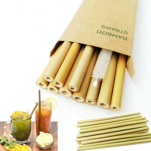 Pailles à boire en bambou réutilisables biodégradables de haute qualité en vrac gravé Logo Laser matériau naturel pour boire du thé à bulles - Product Image 1