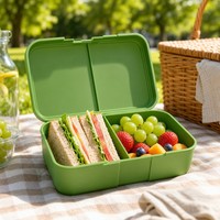 Boîte à lunch en plastique de qualité alimentaire 1,5 L, 2 compartiments, compatible micro-ondes, anti-fuite, conteneur bento CPC pour le bureau, l'école, les pique-niques