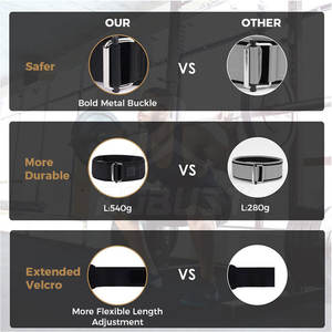 Ceinture de musculation respirante en néoprène et nylon, réglable, pour l'entraînement en salle de sport et le soutien lors de levées de poids lourds - Product Image 4