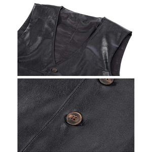 Genuine Leather <b>Women</b> Casual Zip-Front Stud-<b>Black</b> Waterproof Breathable Eco-Friendly Sleeveless <b>Waistcoat</b> Biker Riding Vests - Product Image 6