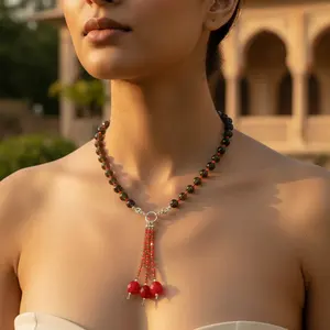 Collar de Piedras Preciosas con Cuentas de Estilo Vintage para Mujer, Chapado en Oro, Aleación y Cadenas de Plástico, Joyería Religiosa y Clásica de Moda, Regalo - Product Image 1