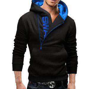 Sweatshirts à capuche pour hommes Sweatshirts à manches longues pour hommes Pull à capuche à fermeture éclair Col haut Sweat pour hommes Top Jacket Coat Pull noir - Product Image 5