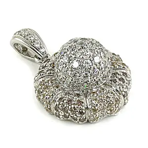 Collier pendentif fleur en argent tendance plaqué rhodium pour femmes avec zircone cubique - Product Image 3