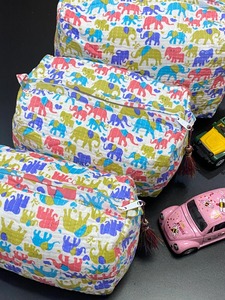 <b>Set</b> 3 Multi Color Vintage Eco-Friendly Waterproof Durable Cotton Hand Carry Multipurpose for Bags Zipper Makeup Storage - Product Image 2