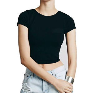 Camisetas Cortas Personalizadas de Alta Calidad para Mujer, Tops Cortos de Yoga y Fitness, Cuello Redondo, Manga Corta, Verano, Unisex - Product Image 1