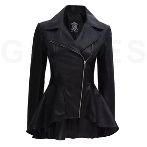 Otoño Invierno moda mujer chaqueta de negocios OEM diseños personalizados chaqueta universitaria genuina en guantes negros Ciudad Mujer chaqueta de cuero - Product Image 4