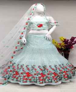 Recién llegado, ropa de boda, tela de tafetán lehenga choli con dupatta, ropa de mujer india, precio al por mayor semicosido, Ropa Étnica Surat - Product Image 6