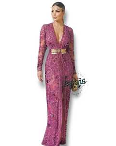 Vestido de Noche Ecológico de Lujo Premium con Bordado de Cristal y Cuentas, Largo hasta el Suelo, Corte en A, Cintura Imperio, para Bodas y Fiestas, 100% - Product Image 2